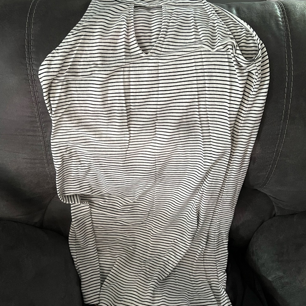Women’s BKE red black and white striped dress Size L